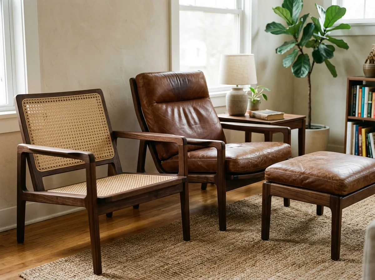 Rattan and leather: two kinds of softness