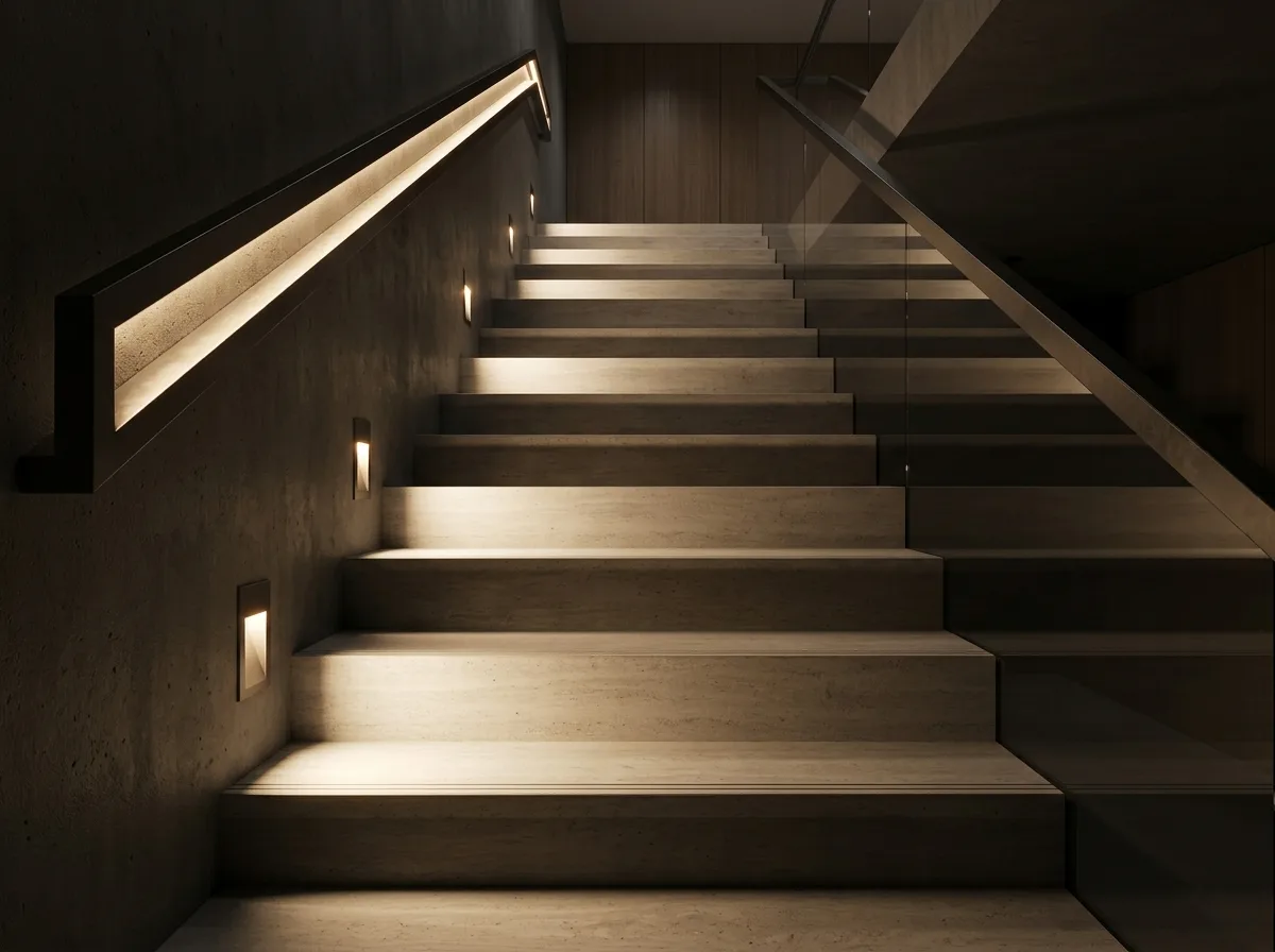 Lighting Adjustment: Adding side-mounted lights on the stairs to create tread shadows