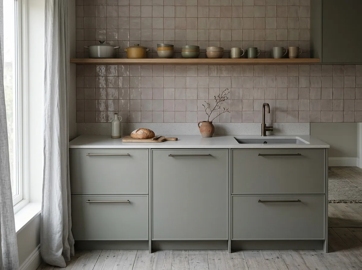 Morandi • Kitchen: Matte Cabinets and Terracotta Hues