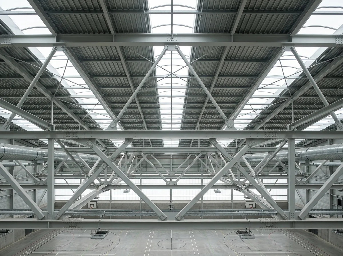 Large Span Roofs: Trusses, Skylights & Interior Views