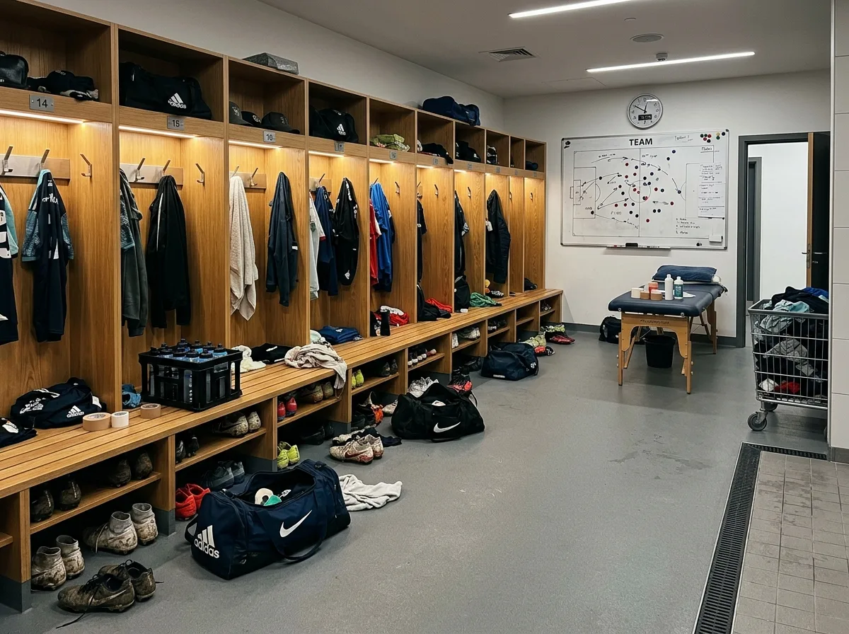 Player Locker Room: Benches, Lockers & Wet/Dry Separation