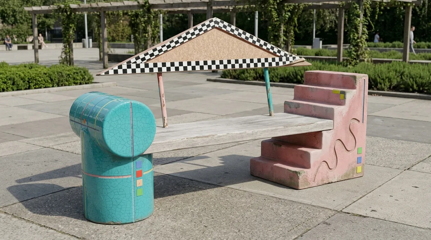 Postmodern Colorful Geometric Seating: Collage Forms of the 1980s