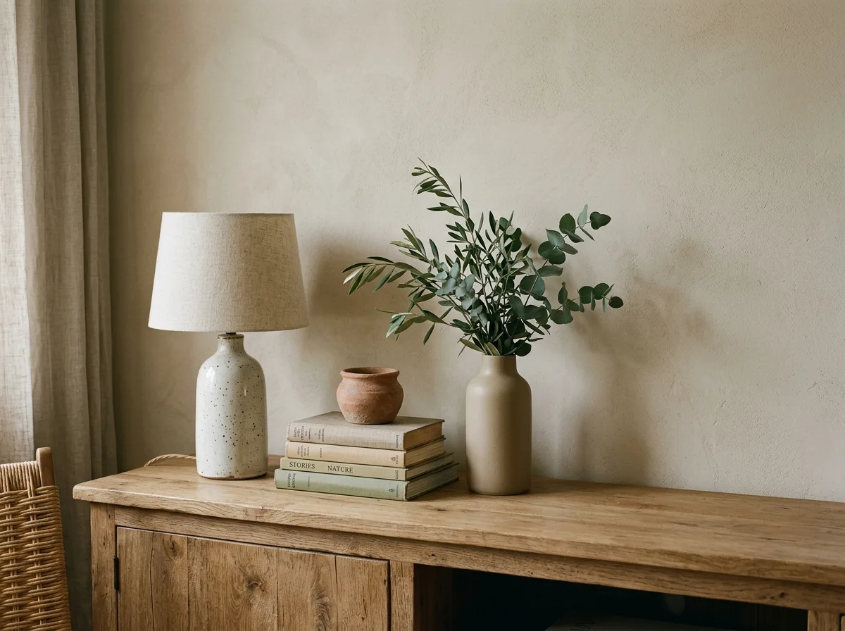 Tabletop Arrangement: Three Pieces with Ample White Space