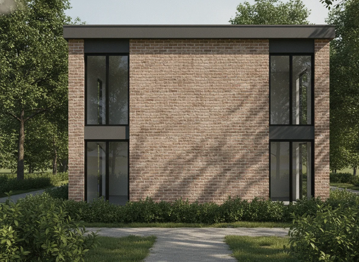 Exterior Material Replacement · Bare Concrete to Red Brick