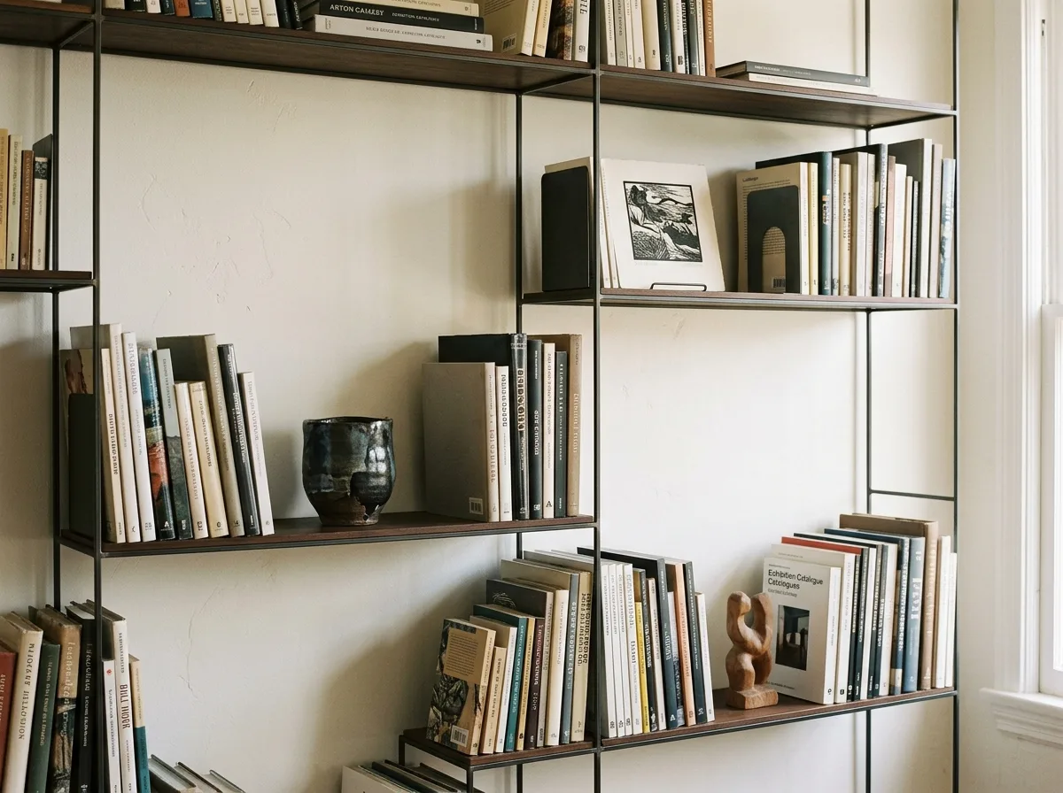 Juxtaposition of Books and Art: Rhythm on the Shelves