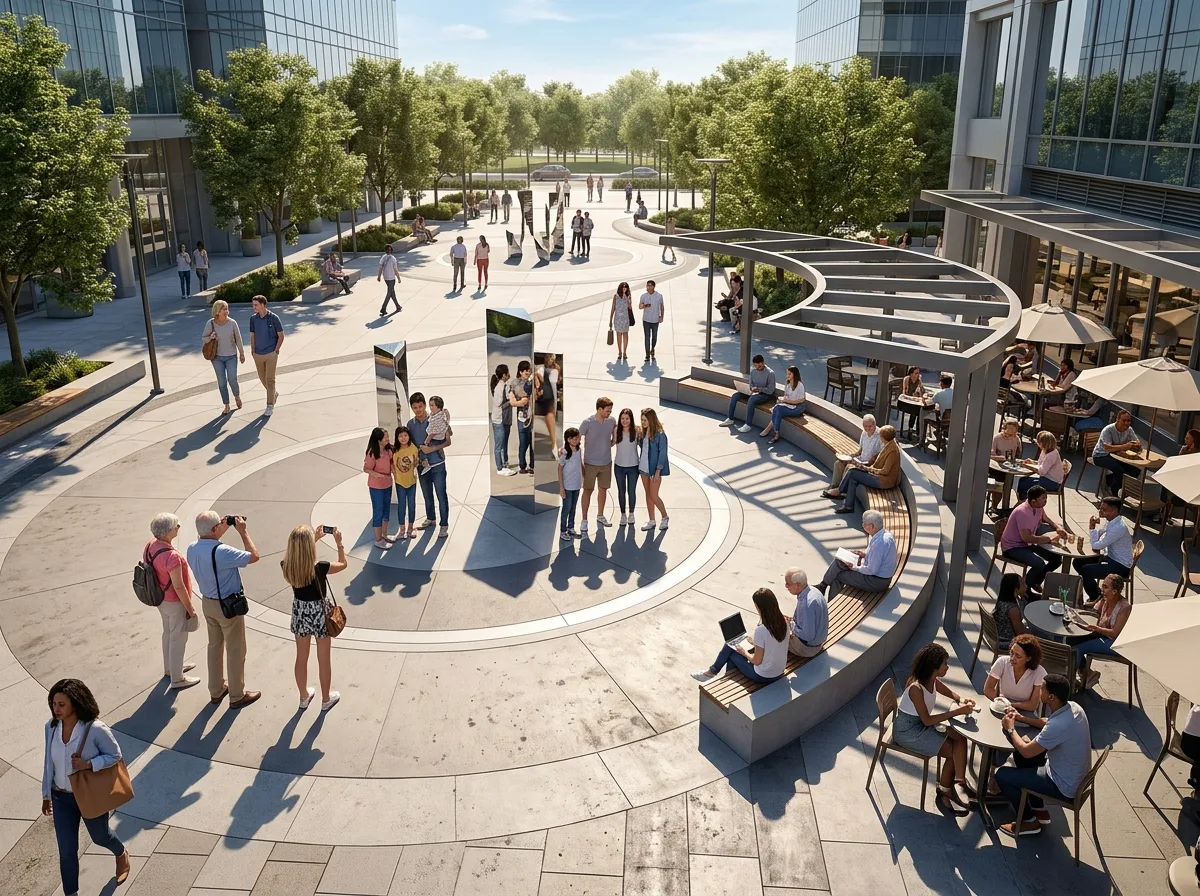 Urban Plaza Influx of People