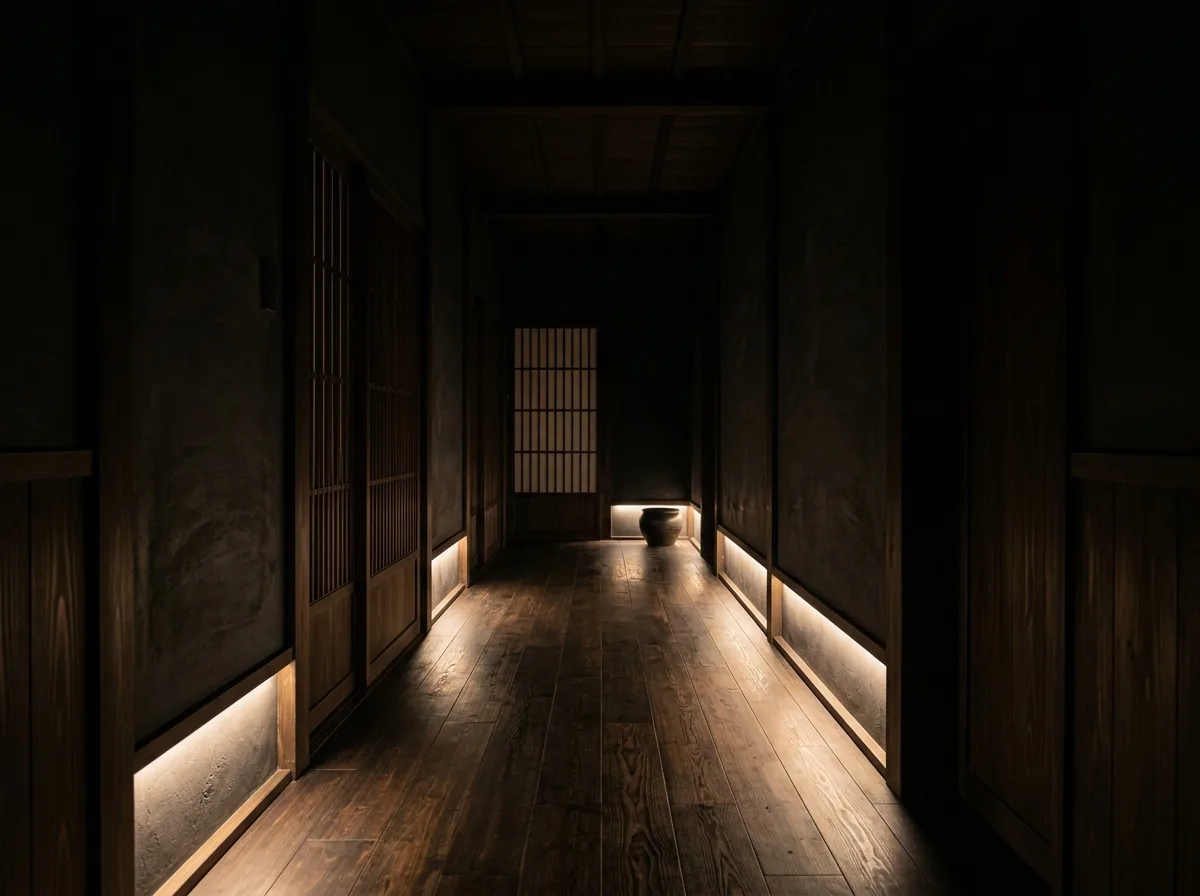 夜间的低位光：贴地的一道