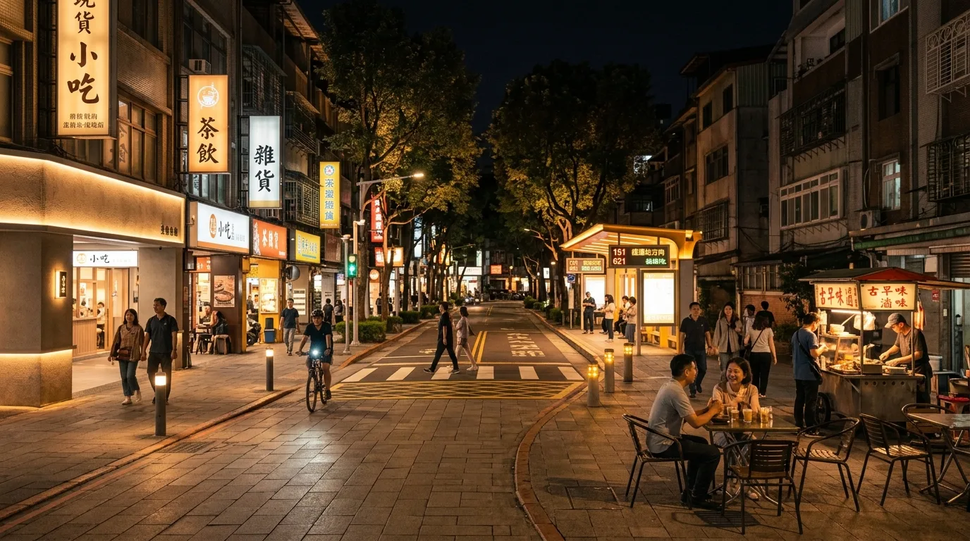 夜間の人本的な街路：階層化された照明と安心感