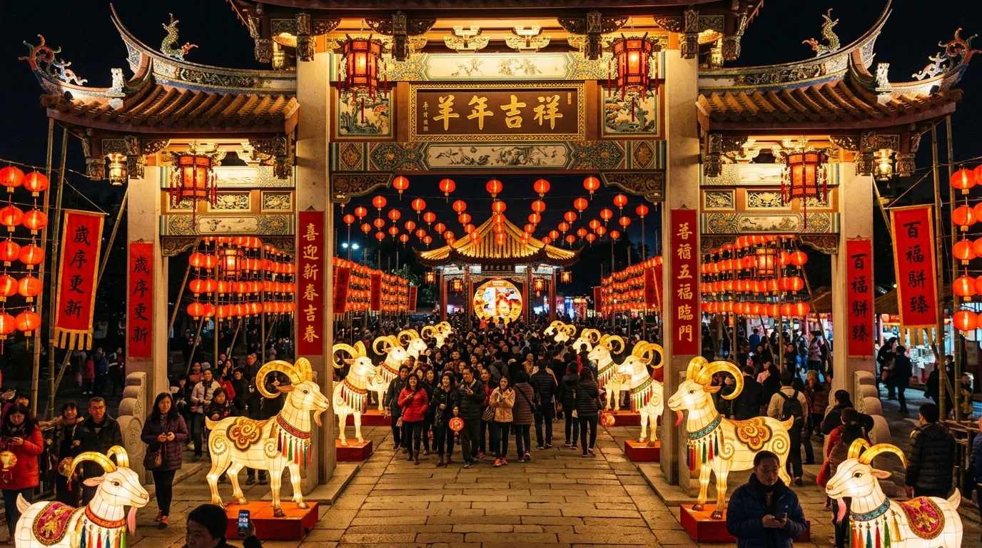 Year of the Sheep Lantern Zone・Traditional Style: Sanyang Kaitai Archway and Auspicious Word Lanterns