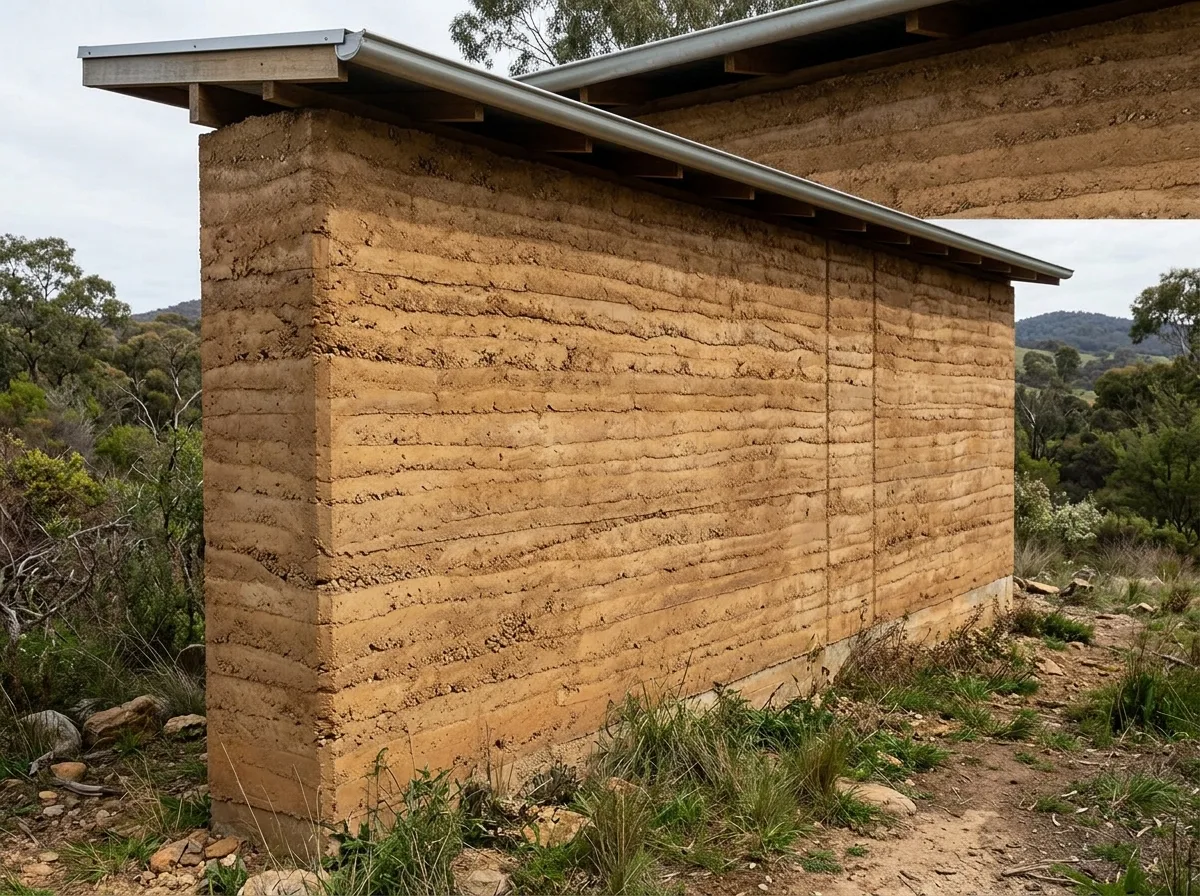 Rammed Earth: Horizontal Lines Layer by Layer