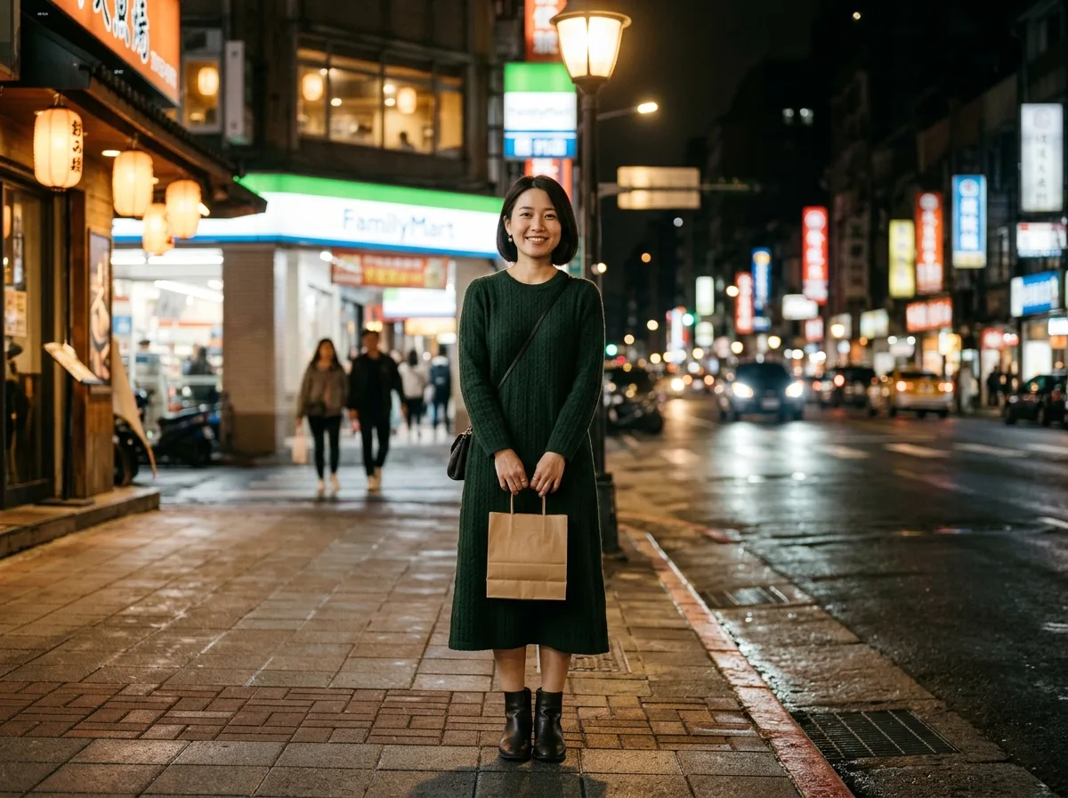 夜の街角の照明