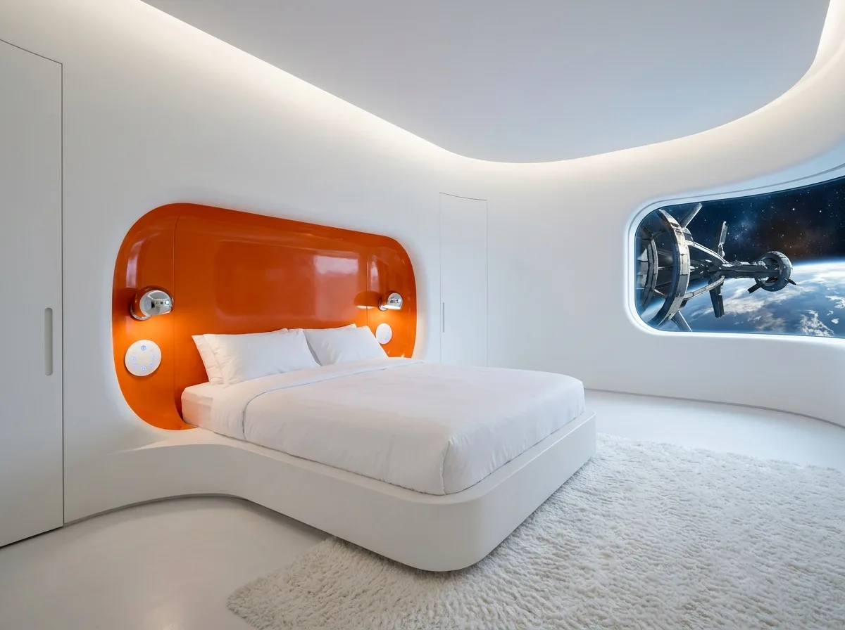 Space Age - Bedroom: Recessed Bed Niche and Integrated Controls
