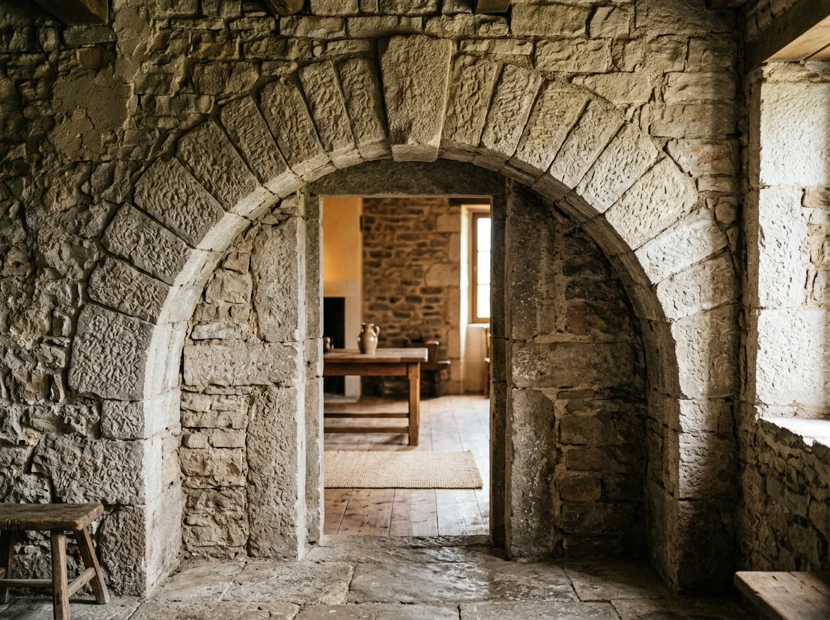 Stone arch: no columns or moldings