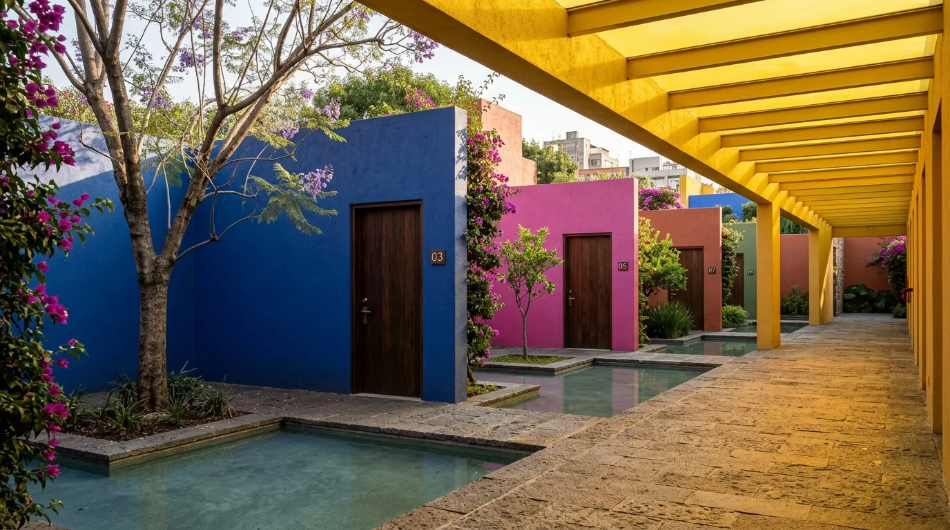 Boutique Hotel: Color Walls, Pools, and Lush Gardens
