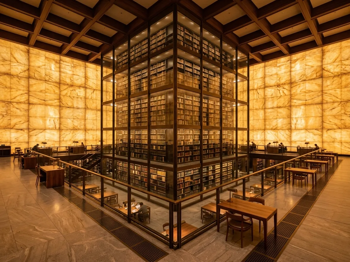Book Tower Library Room: Light Filtered Through Translucent Marble