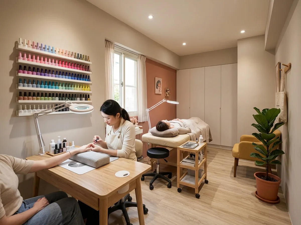 Nail & Eyelash Studio: Single Seat & Tool Storage
