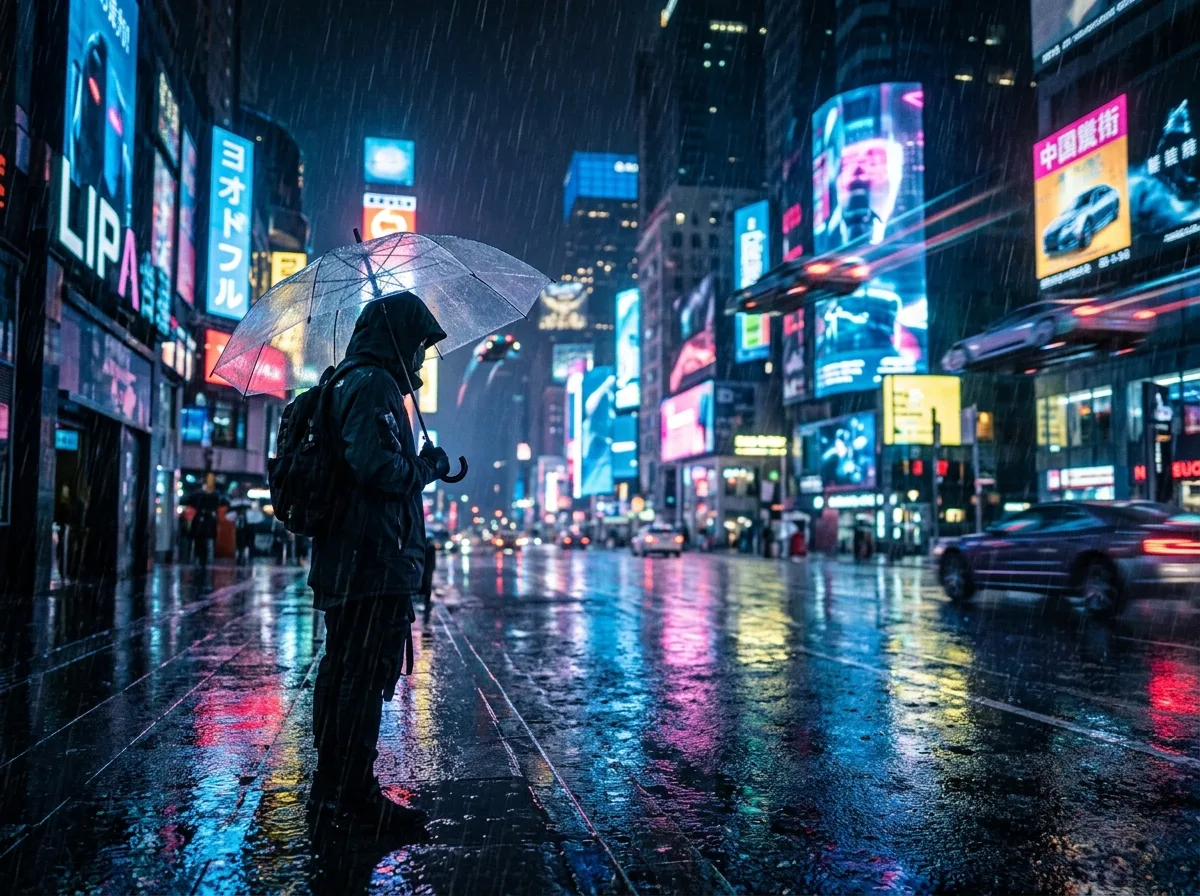 都市の雨の夜の独白