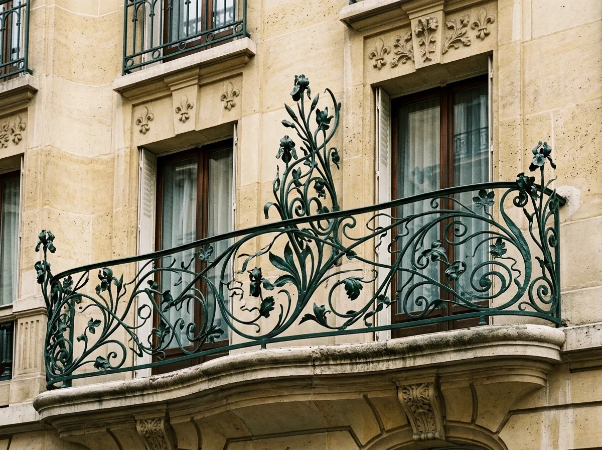 Cast Iron Balcony: A Row of Wisteria