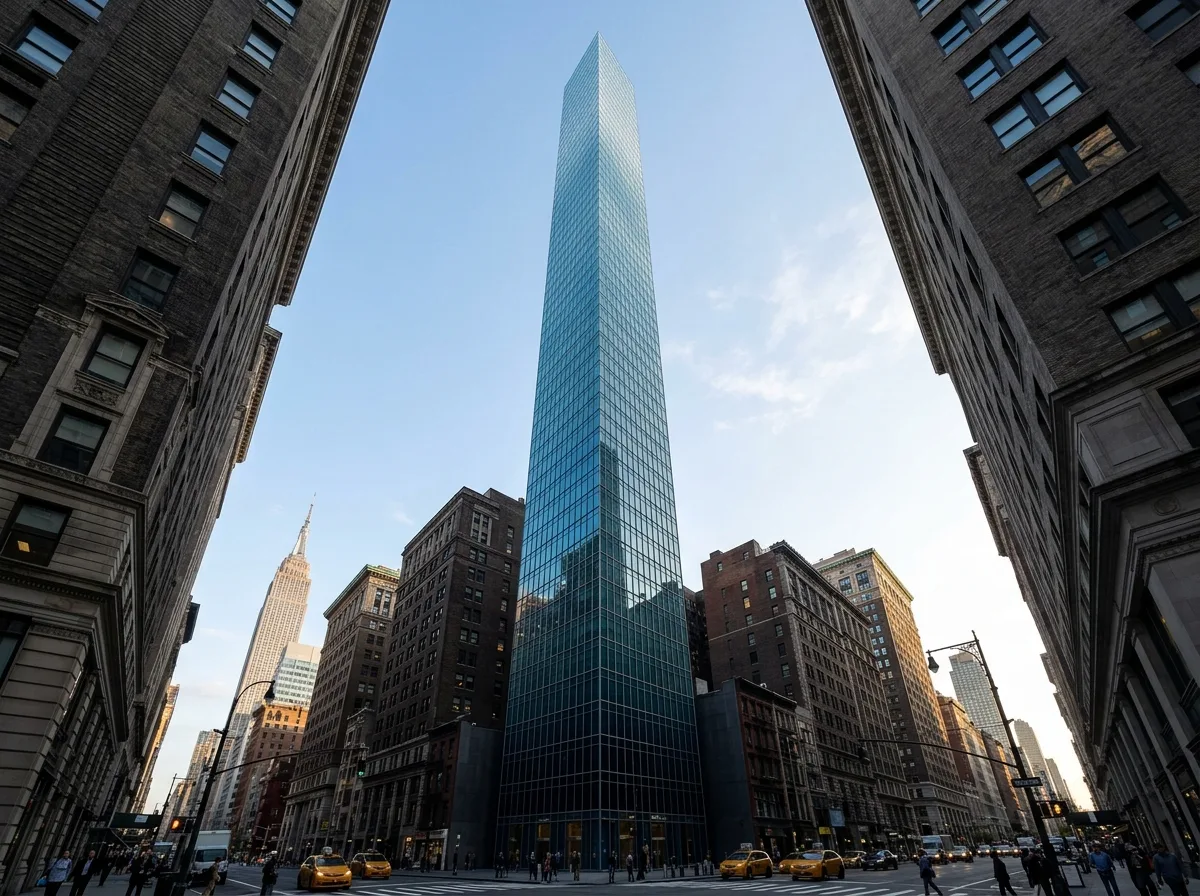 Gradient Glass Tower: Facade Transition from Dark to Light