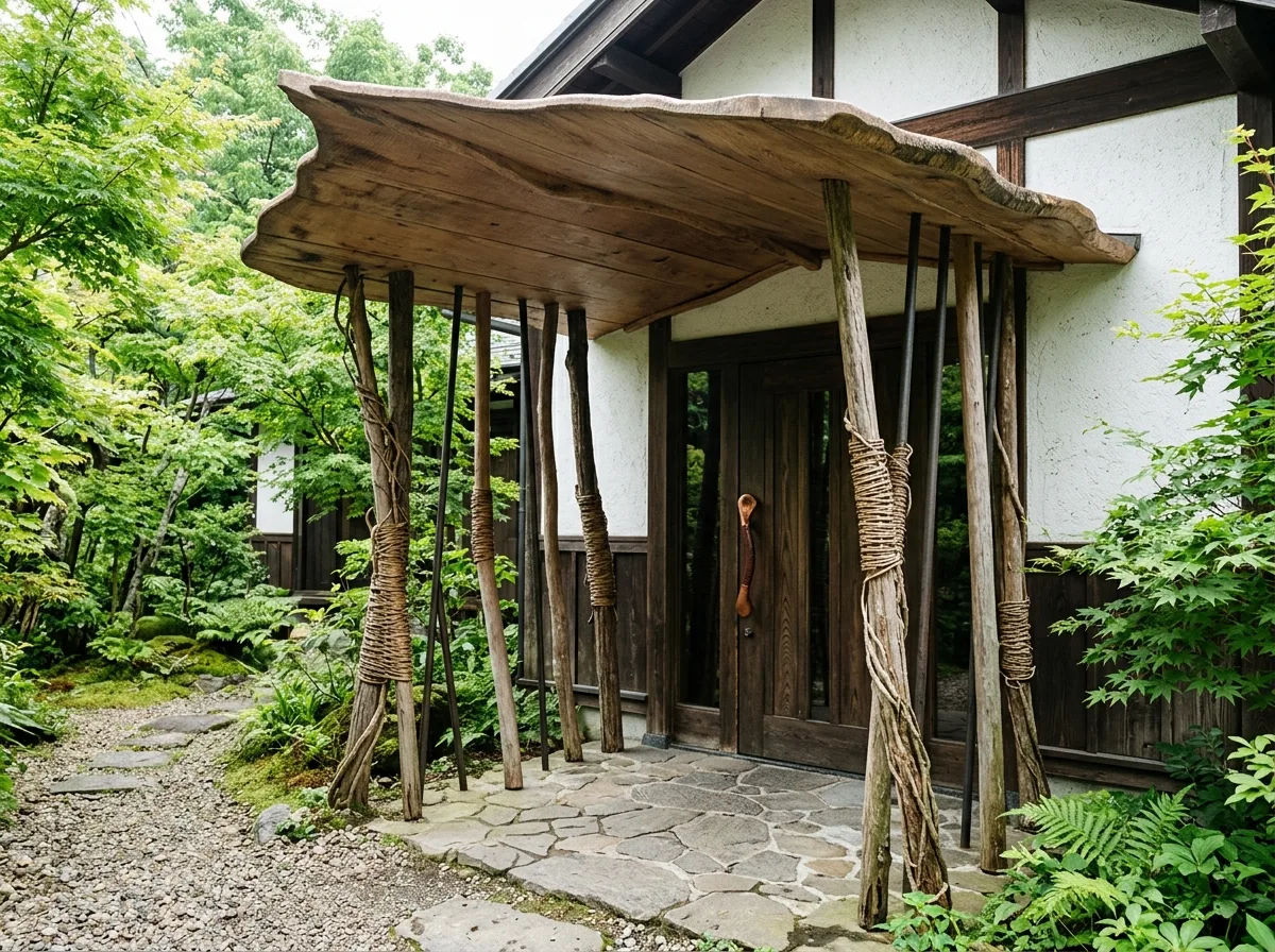Aalto | Villa Maria Porch: Organic Curved Rain Canopy and Cluster of Slender Columns