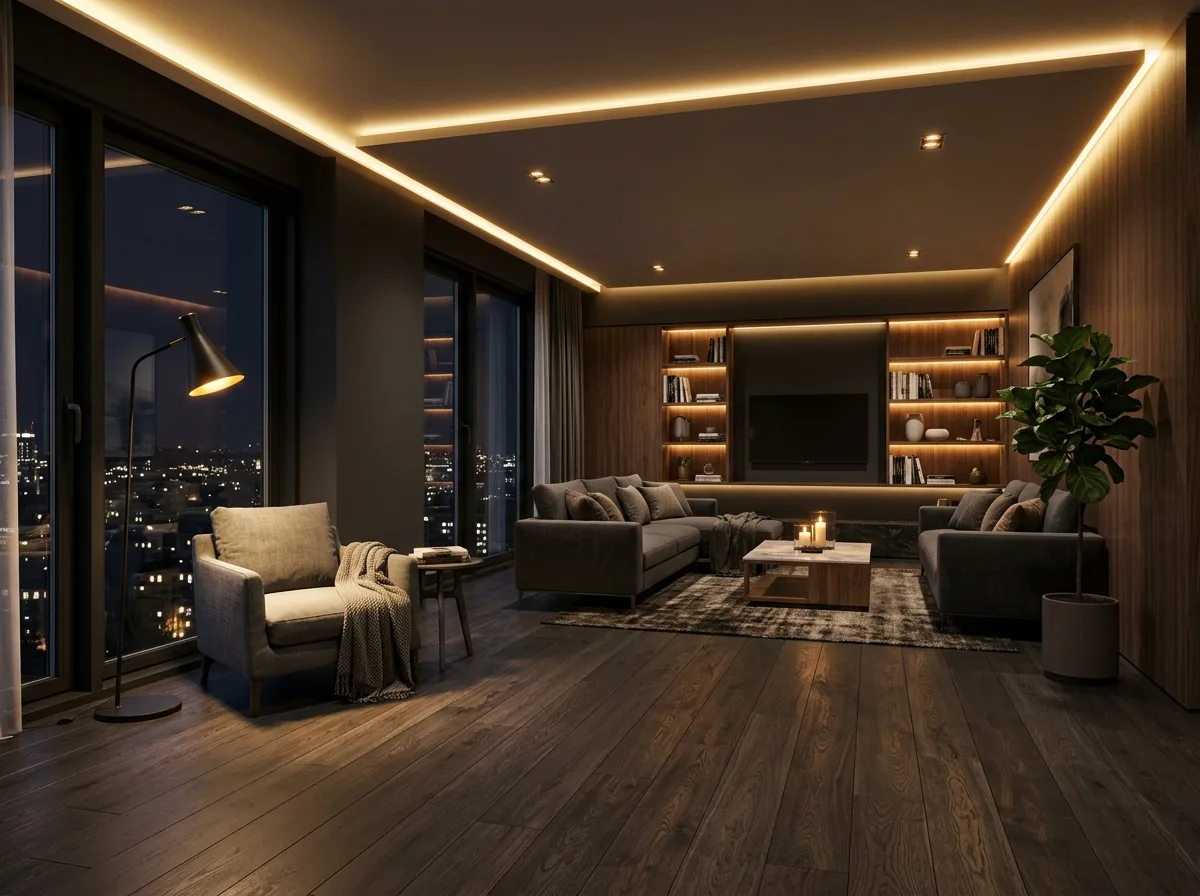 Living Room Materials and Light Transition
