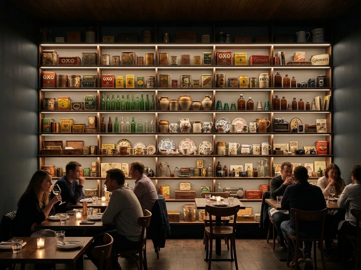 Collection Display Restaurant: Walls Composed of Dense Objects