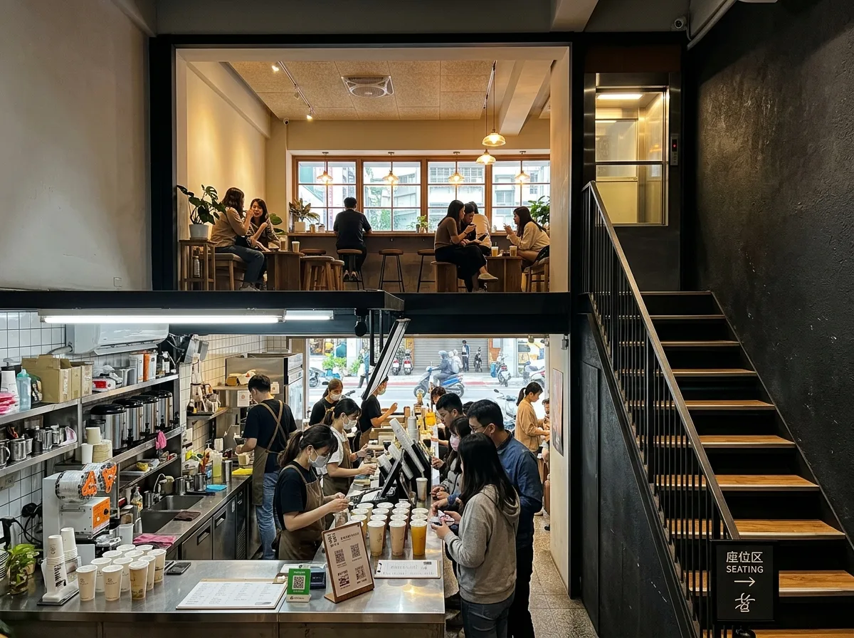 一楼店面二楼座位：垂直分层的经营