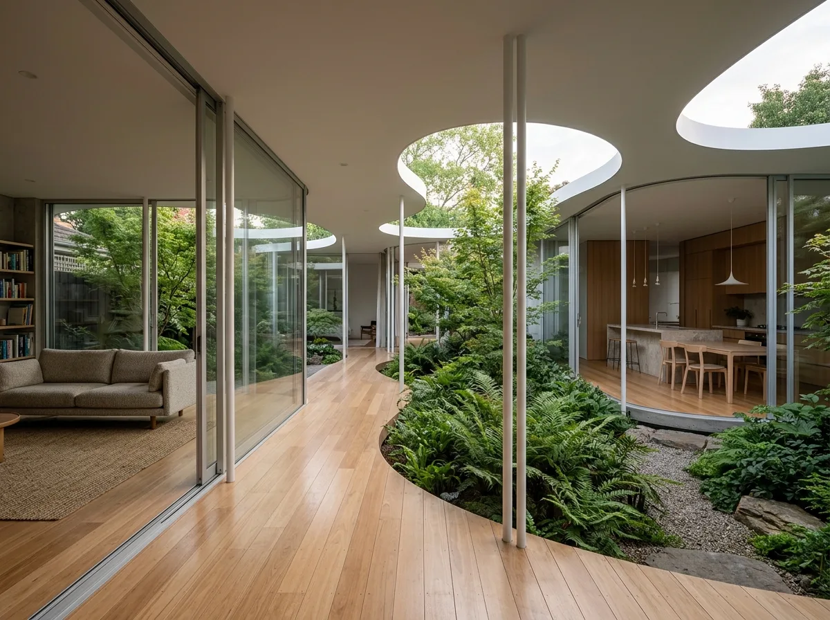 Residence Around the Courtyard: Light Structure and Fluid Circulation