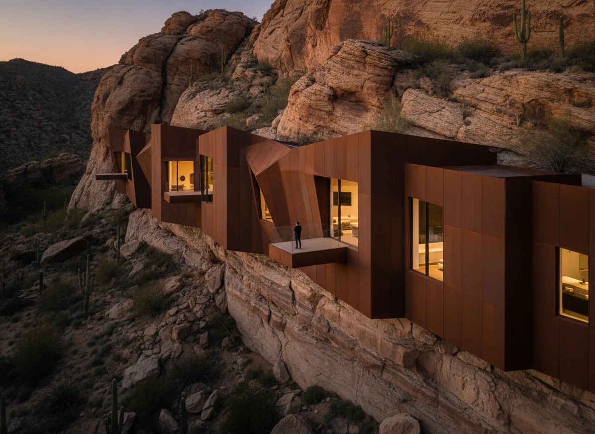 Canyon Edge: Light and Shadow Sculpted Residence