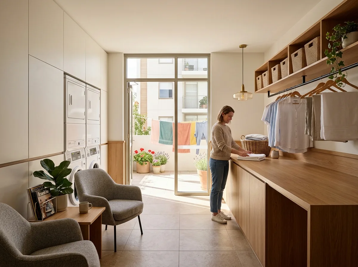 Community Laundry: Machine Layout and Waiting Spaces