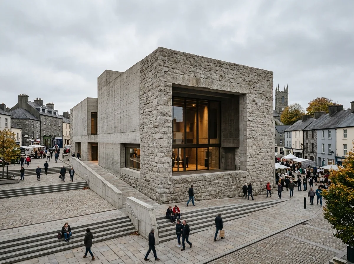 Art Center of Stone and Concrete: Thick Walls Facing the Plaza