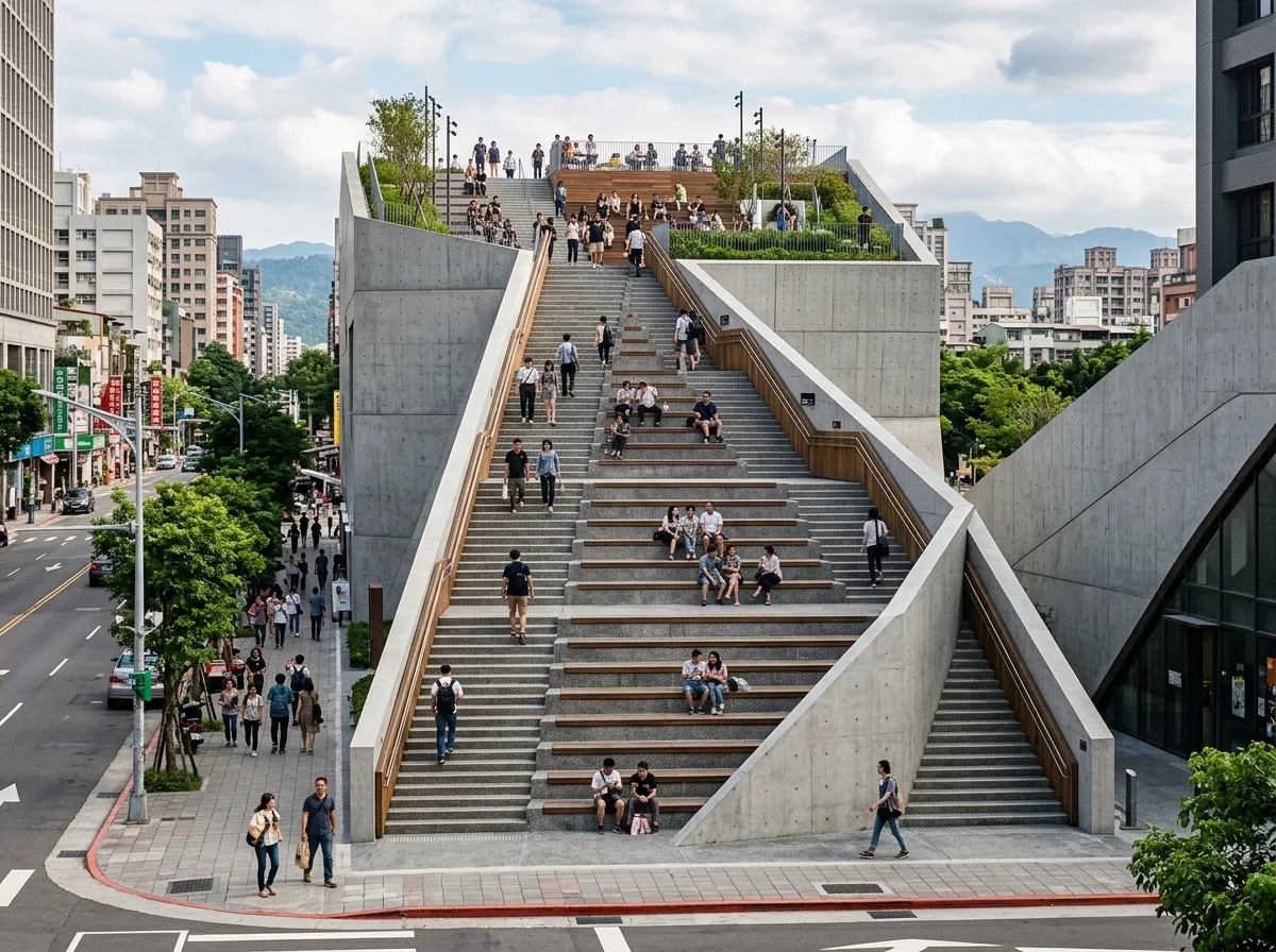 Public Grand Staircase: The Street Extends Upwards