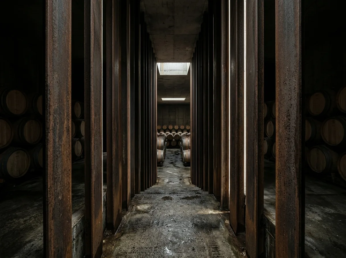 Underground Cellar Interior: Weathering Steel Ribs, Constant Temperature & Darkness