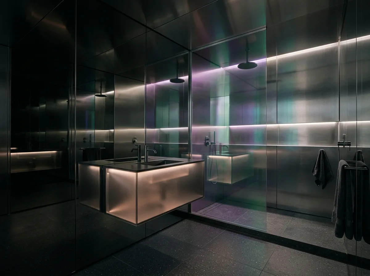 Fluid metal・Bathroom: reflection everywhere