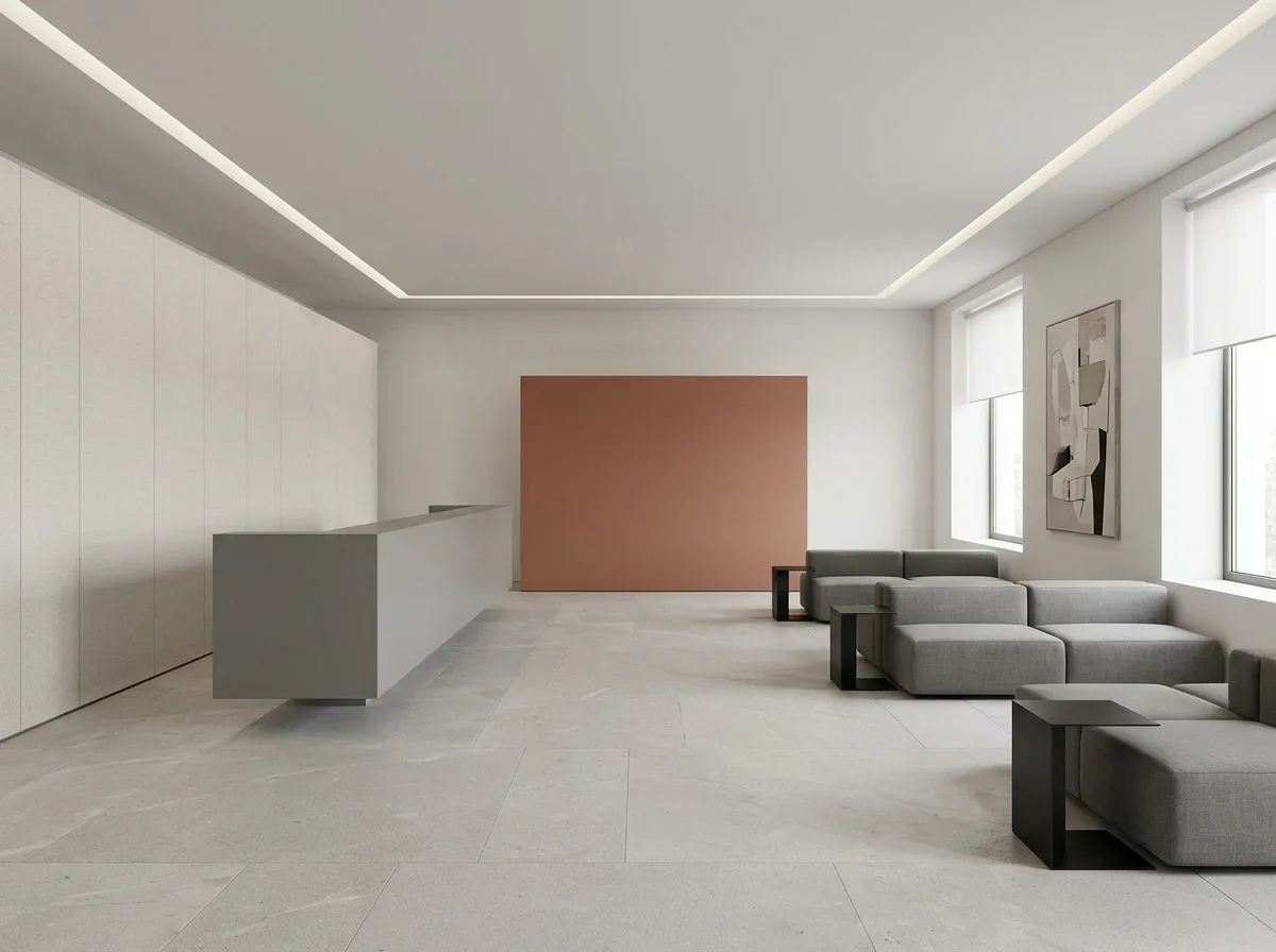 Italian Minimalism Lobby: Pure Volumes & Low Saturation