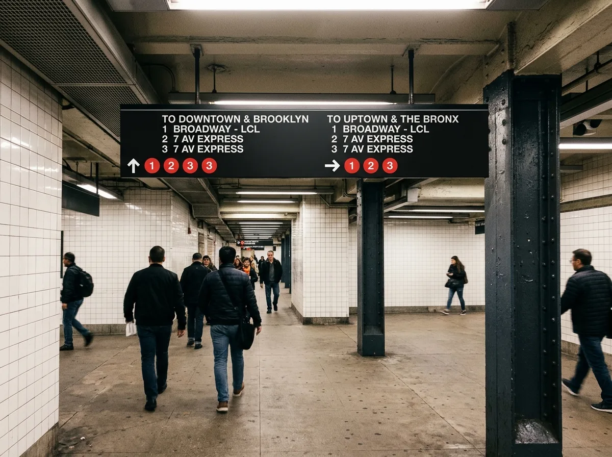 New York Subway Signage Standards: The Rules of Black Background, White Text, and Arrows