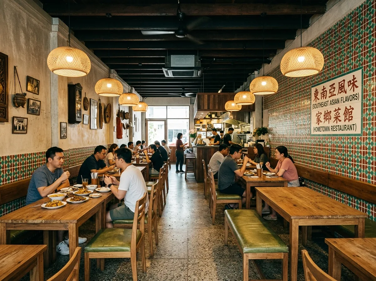 南洋店屋语汇：木构与瓷砖拼字的餐厅