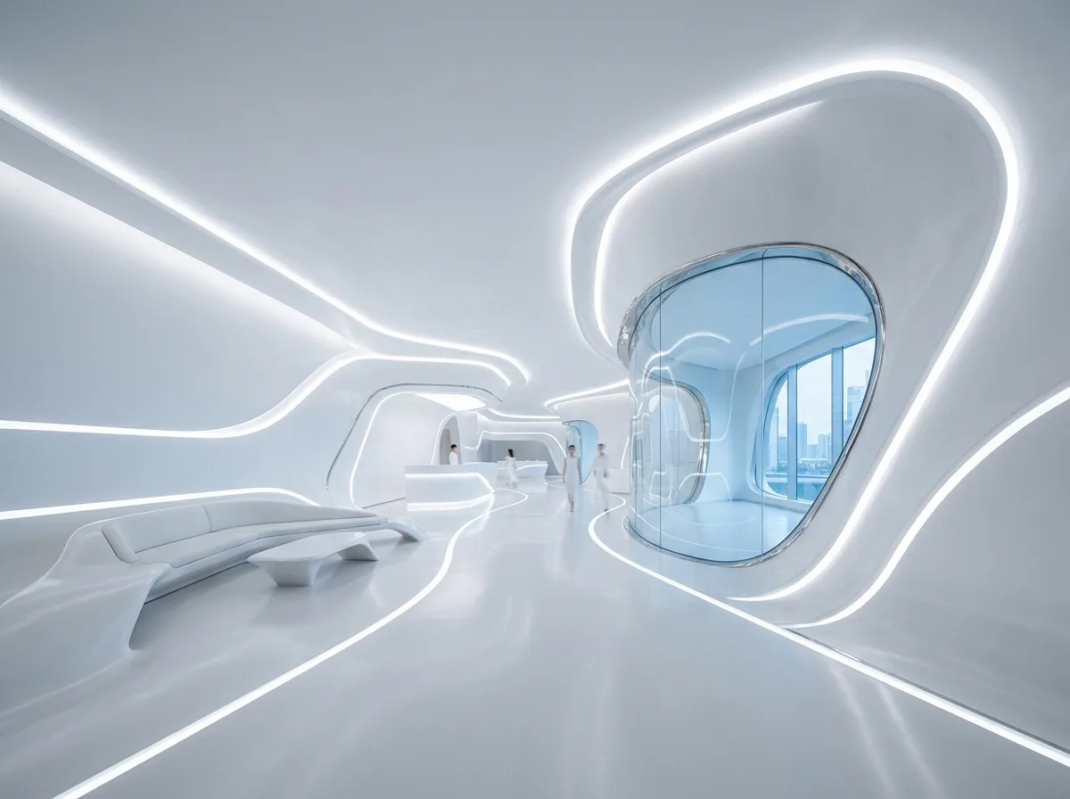 Futuristic Spaces: Continuous Surfaces and Embedded Light Sources