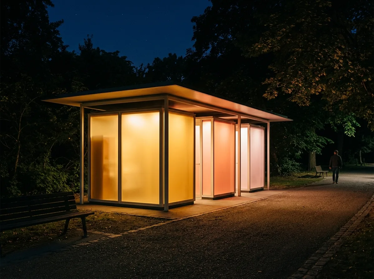 Nighttime Expression of Transparent Public Toilets: Warm Lanterns in the Park