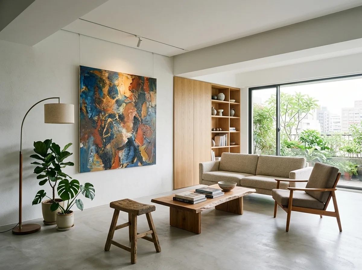 Modern Living · Living Room: A Painting and a Circle of Seating