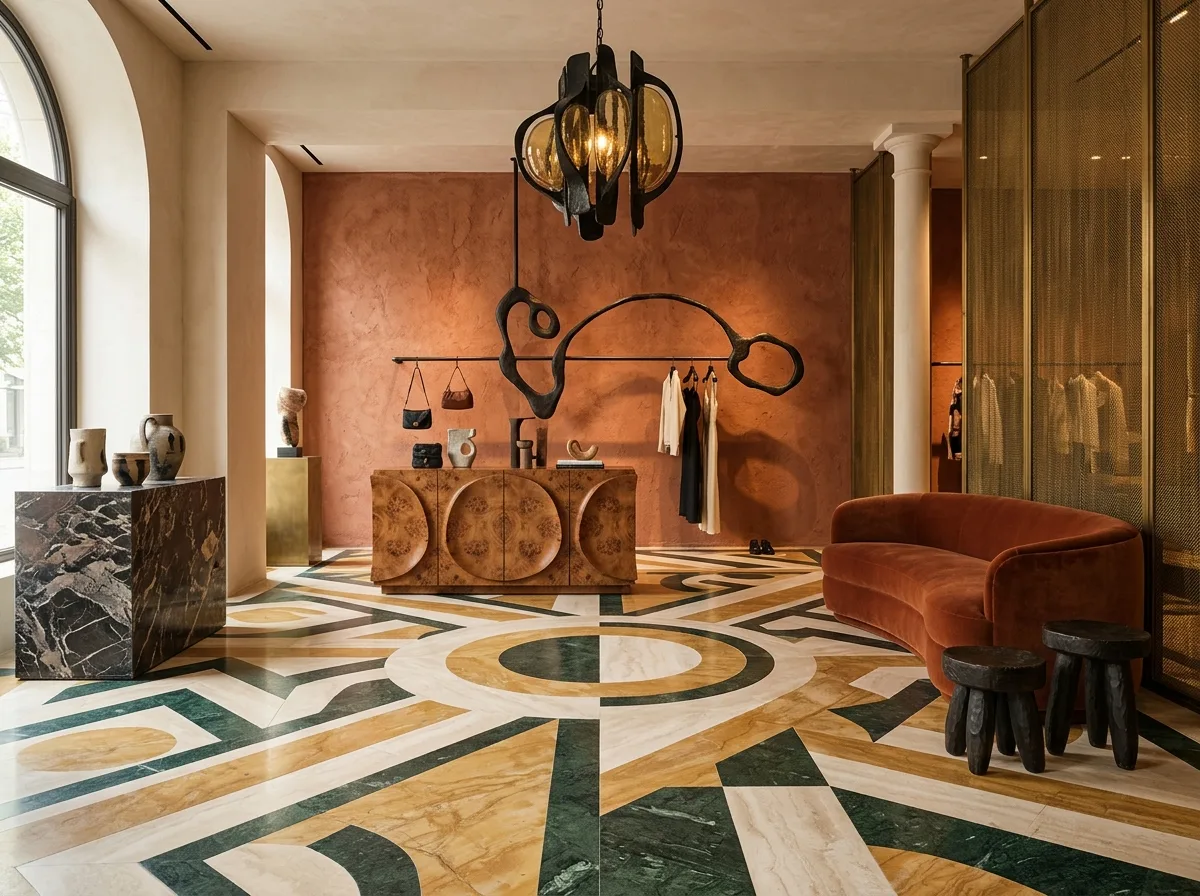 Sculptural Boutique: Totem Flooring and Volumes