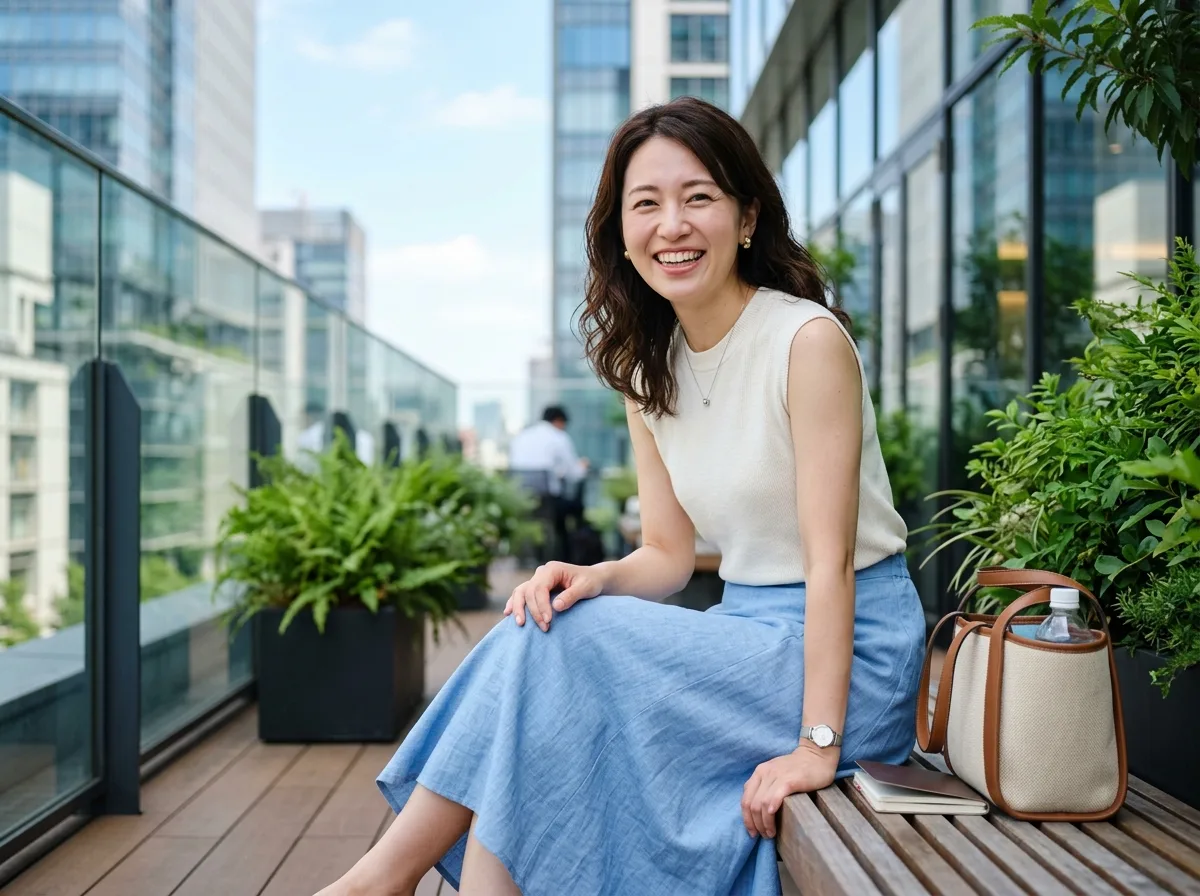 都会のテラスでの昼寝