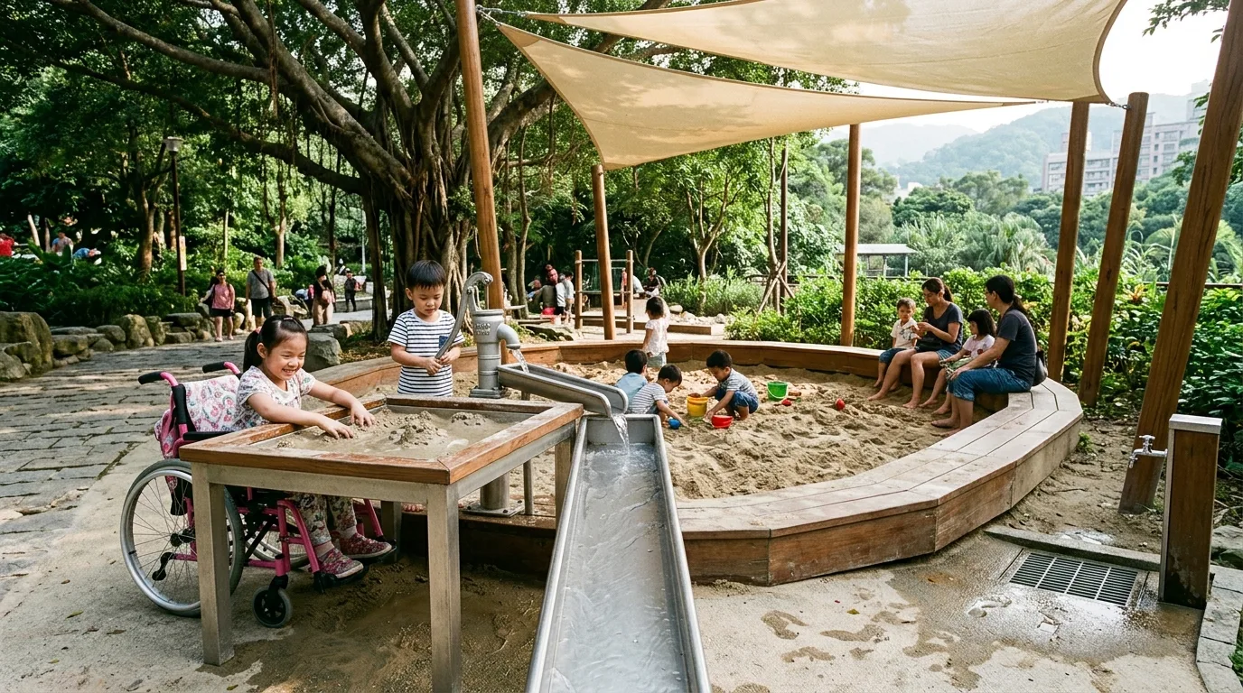 Accessible Sand Table & Shaded Sandbox: Wheelchair Accessible Height