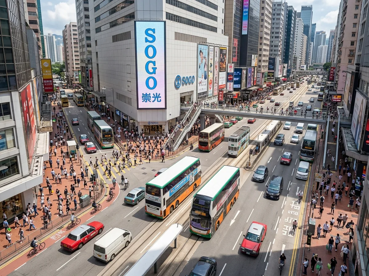 Aerial View of the City: Infused with Bustling Crowds and Traffic