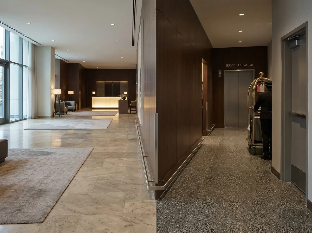 Separate Paths for Luggage and Guests