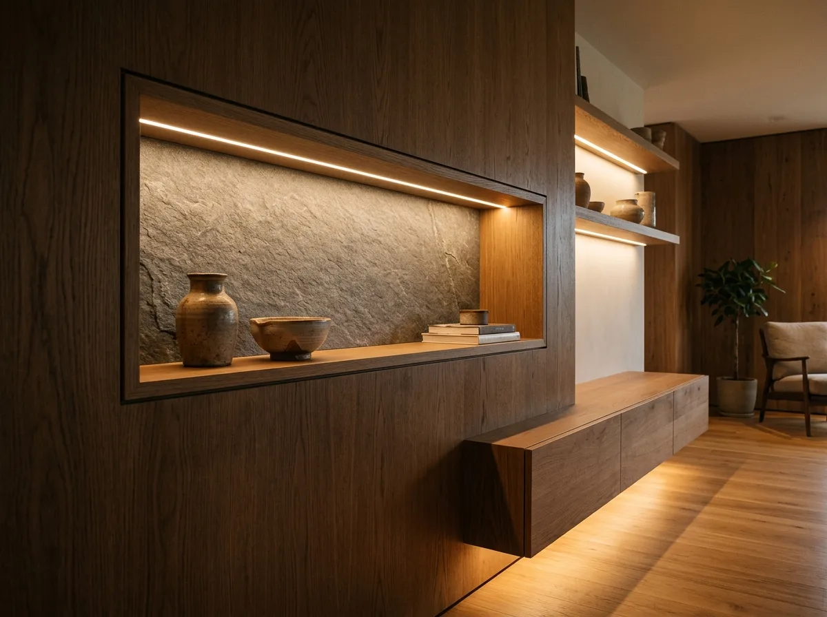 Linear light hidden in woodwork