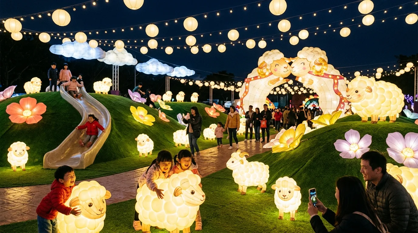 Year of the Sheep Lantern Zone・Cartoon Style: Fluffy Grasslands and Curly Sheep