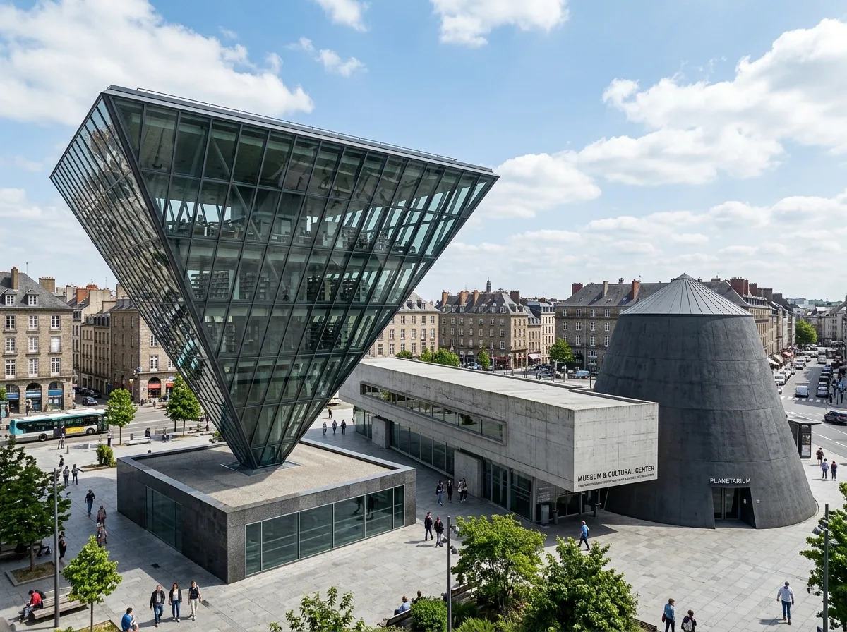 Combination of Three Geometric Bodies: Library, Museum, and Planetarium