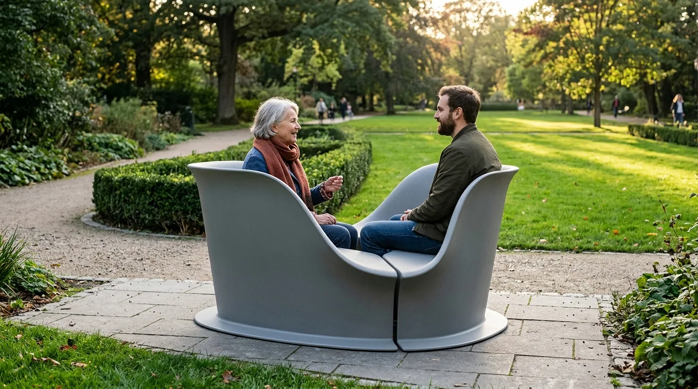 S-Shaped Seating: Two People Face-to-Face Yet Independent