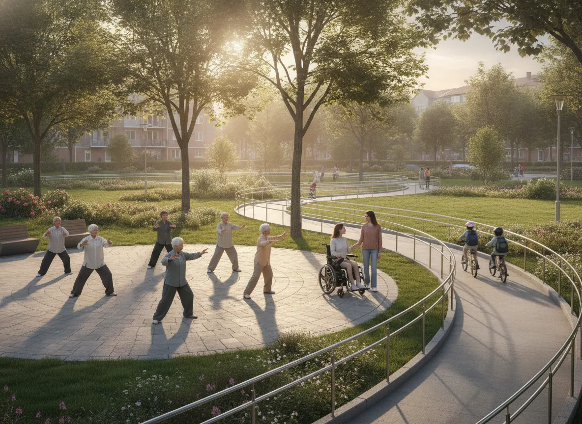 All-Ages Friendly Park・Morning Tai Chi and Wheelchair Access